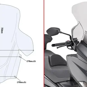 Zamów teraz Szyba GIVI przezroczysta 75 x 67 cm (H x W) - SUZUKI Burgman 400 (17 > 18)