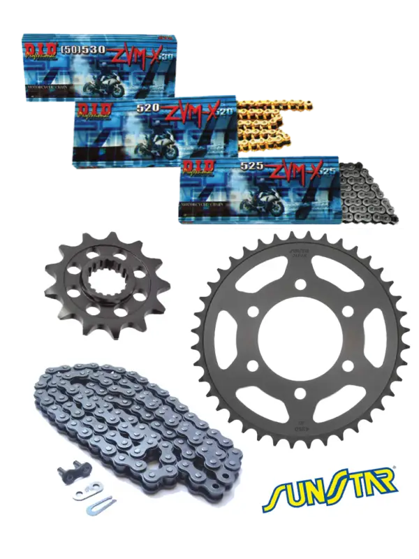 SUZUKI GSF 650 BANDIT/ 650S BANDIT/ GSX 650F zestaw napędowy DID525 ZVMX ZŁOTY SUPER STREET (X-ring hiper-wzmocniony) zębatki SUNSTAR Ekspresowa dostawa