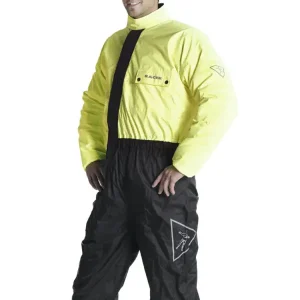 Kombinezon przeciwdeszczowy motocyklowy jednoczęściowy Racer Lumi fluo-czarny Nie przegap