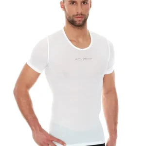 Koszulka unisex Brubeck Base Layer z krótkim rękawem biała Popularny
