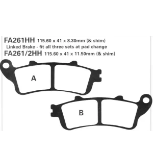 Wyprzedaż Klocki hamulcowe EBC EPFA261/2HH 115.6 x41 x 10.4mm na tył.