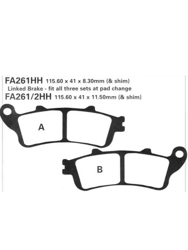 Wyprzedaż Klocki hamulcowe EBC EPFA261/2HH 115.6 x41 x 10.4mm na tył.