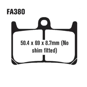 Klocki hamulcowe EBC EPFA380HH 50.4 x 69 x 8.7mm NA PRZÓD Wysoka jakość