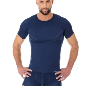 Dodaj do koszyka Koszulka Brubeck Active Wool z krótkim rękawem granatowa