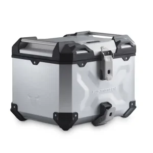 Premium Zestaw: kufer centralny srebrny TRAX ADV + stelaż Adventure-rack SW-Motech BMW R 1200/1250 GS LC Adv (13-) [pojemność: 38 L]