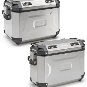 Ostatnie sztuki Komplet kufrów bocznych aluminiowych Kappa K'Force lewy: 48L, prawy:37L srebrne