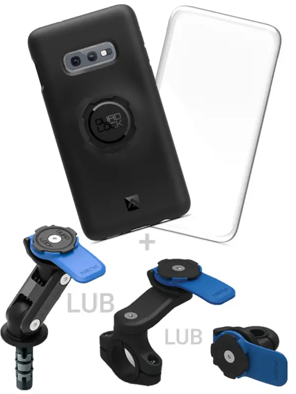 Zestaw na motocykl: etui na telefon Samsung Galaxy S10E + wodoodporny pokrowiec + mocowanie Quad Lock Rabat
