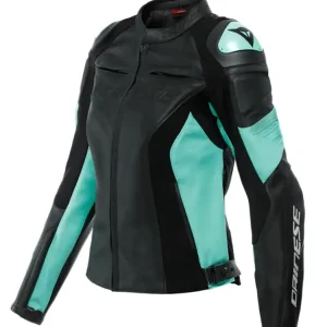 Kurtka motocyklowa damska skórzana Dainese Racing 4 czarno-zielona Premium