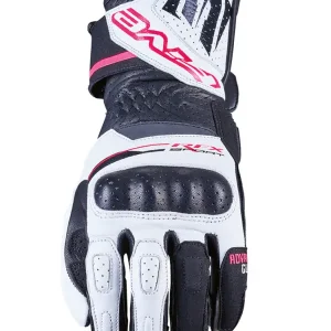 Rękawice motocyklowe damskie skórzane Five RFX Sport biało-różowe Oferta czasowa