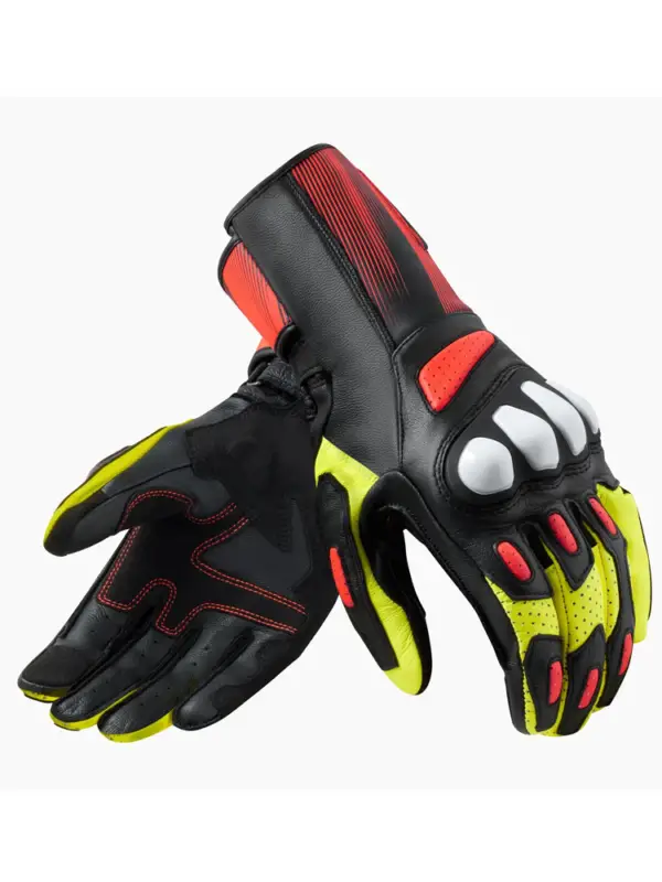 Rękawice motocyklowe skórzano-tekstylne REV’IT! Metis 2 czarno-fluo żółte Wyprzedaż