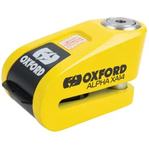 Blokada tarczy hamulcowej Disc Lock Oxford Alpha z alarmem trzpień 14 mm) czarno-żółta Ekspresowa dostawa