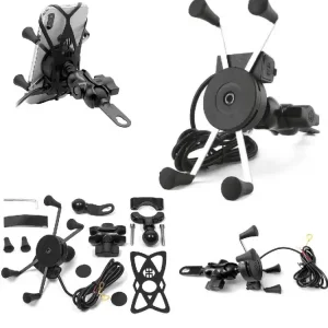Uchwyt na telefon z ładowarką USB Biketec montowany na kierownicę/ lusterko [typ: RAM "XL"] Oferta czasowa
