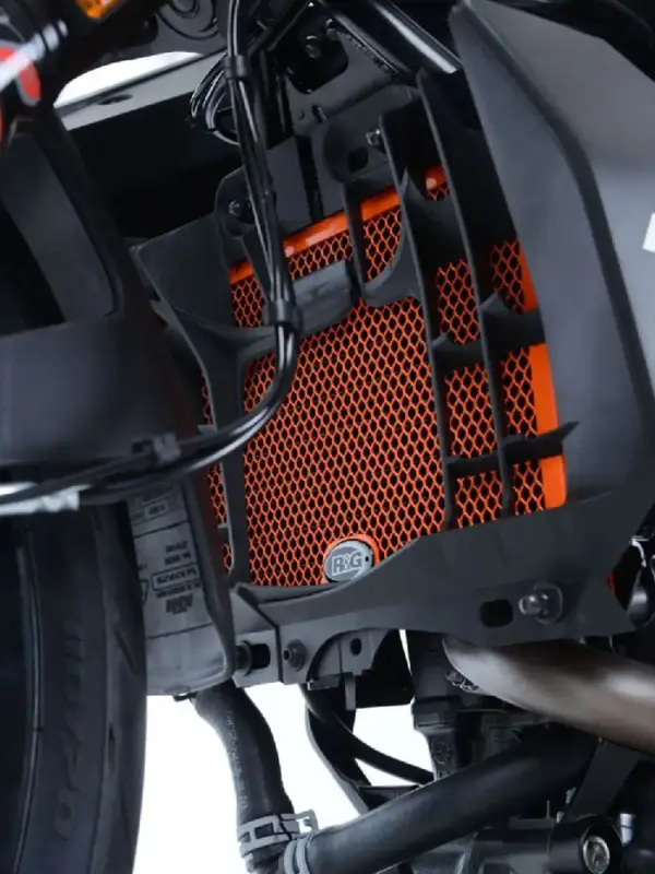 Osłona chłodnicy oleju R&G do KTM 125/200 Duke (11-) pomarańczowa Premium