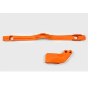 Niska cena Komplet ślizg+prowadnica łańcucha UFO do KTM SX/EXC 125/200/250/300, EXC-F 450 (97-07), SX-F 250 (05-06), SX 400 (00-02), SX 450 (03-06), SX 520 (02) pomarańczowy