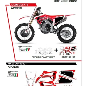 Kup teraz Komplet plastików i naklejek UFO Apodis do Hondy CRF 250R (22-), CRF 450 (21-) biały