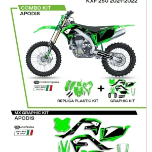 Bestseller Komplet plastików i naklejek UFO Apodis do Kawasaki KXF 250 (21-), KXF 450 (19-) zielono-czarny