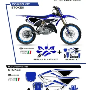 Komplet plastików i naklejek UFO Stokes do Yamahy YZ 125/250 (22-) niebiesko-czarno-biały Najlepsza cena