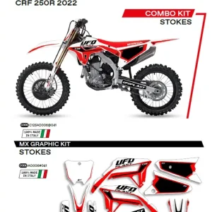 Hit sprzedaży Komplet naklejek UFO Stokes do Hondy CRF 250R (22-), CRF 450R (21-) biały