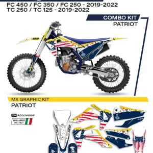 Komplet naklejek UFO Patriot do Husqvarny TC 125/250, FC 250/350/450 (19-) biało-niebieski Ograniczona ilość