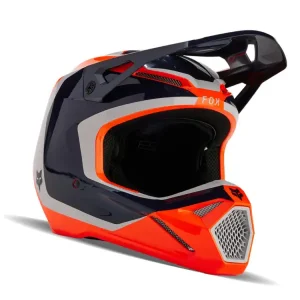 Kask enduro Fox V1 Nitro niebiesko-biało-pomarańczowy Łatwy zwrot