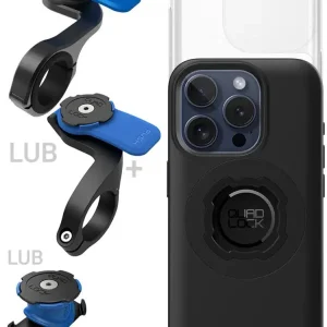 Bezpieczne zakupy Zestaw rowerowy: etui MAG na telefon iPhone 15 Pro (magnetyczne) + wodoodporny pokrowiec MAG + mocowanie Quad Lock