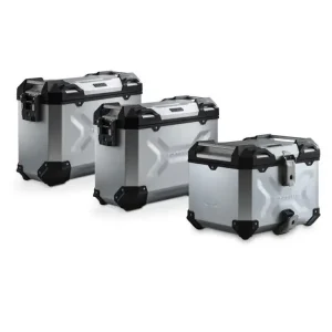 Wyjątkowa oferta Zestaw: kufry boczne 45/45L + kufer centralny 38L Trax Adv + stelaże SW-MOTECH do Honda X-ADV (20-) srebrne