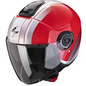 Kask otwarty Scorpion Exo-City II Vel czerwono-biały Łatwy zwrot