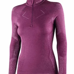 Zniżka Bluza termoaktywna damska z długim rękawem Brubeck Extreme Merino z zamkiem, fioletowa