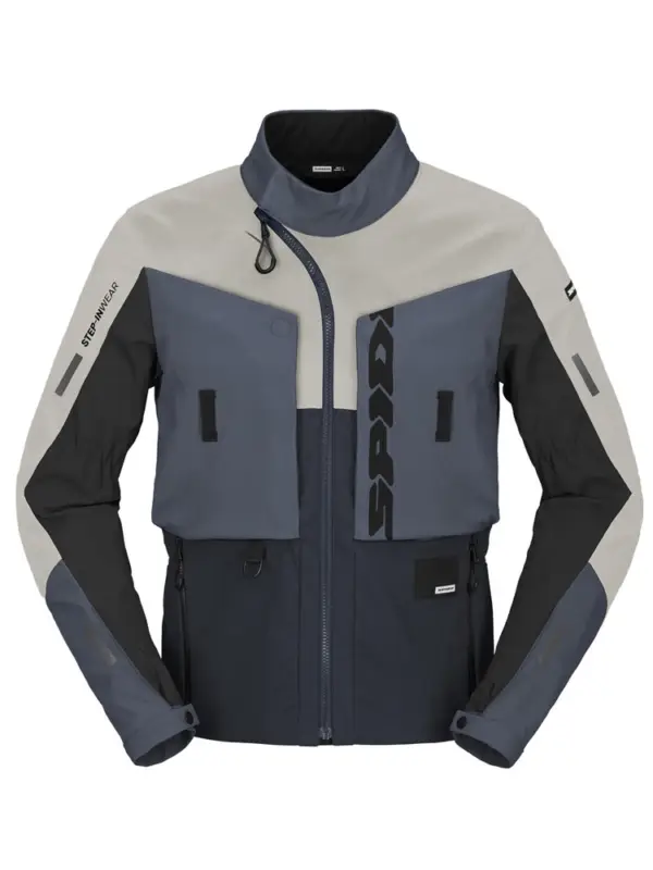 Ekspresowa dostawa Kurtka motocyklowa tekstylna Spidi Frontier Tex czarno-szaro-niebieska