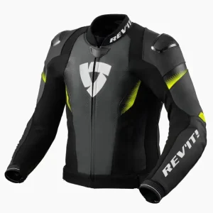 Wyjątkowa oferta Kurtka motocyklowa skórzana REV’IT! Control czarno-fluo żółta