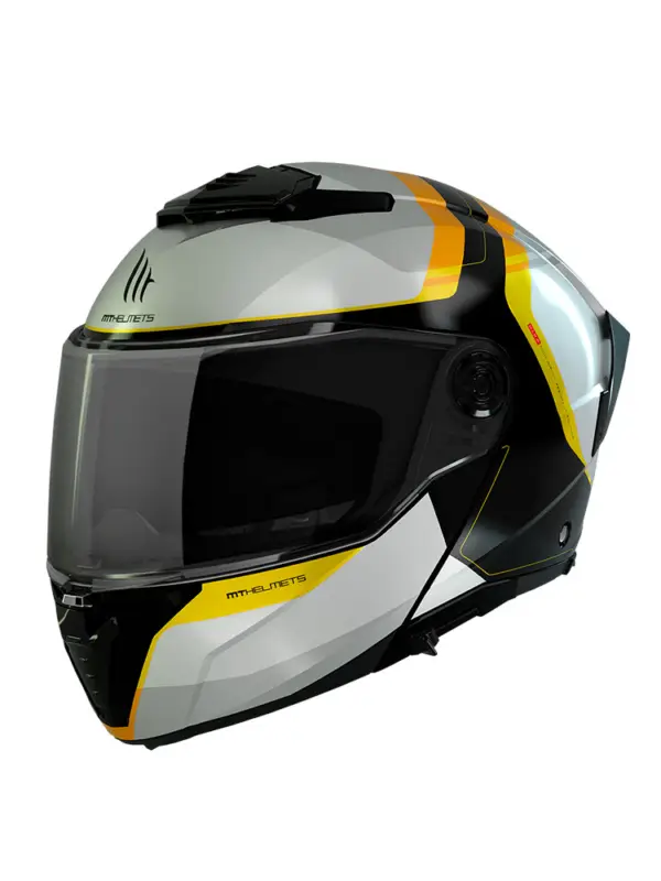 Kask szczękowy MT Atom 2 SV Emalla biało-czarno-żółty Zniżka