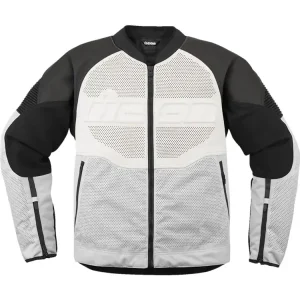 Oferta limitowana Kurtka motocyklowa skórzana Icon Overlord 3 czarno-biała