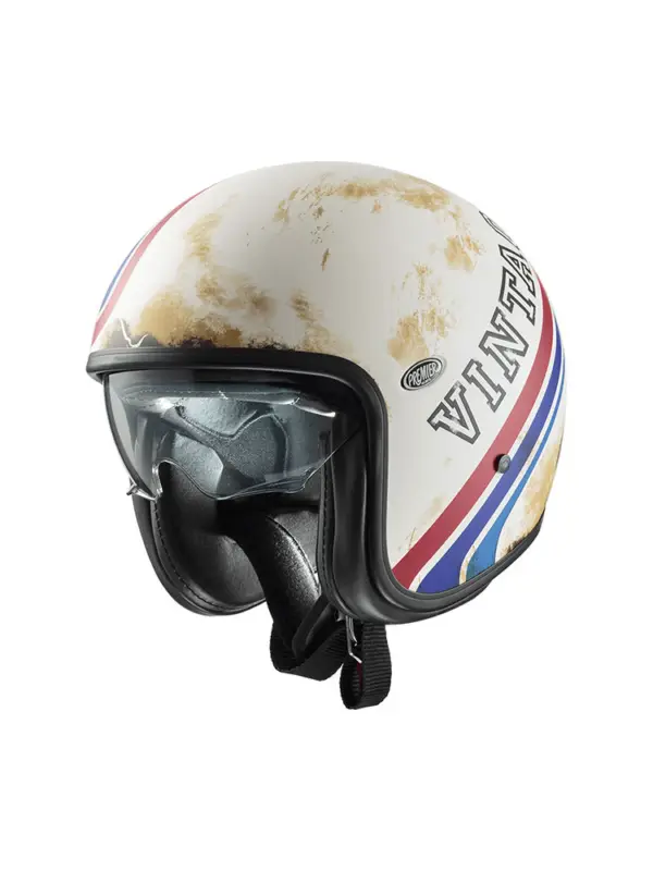 Kask otwarty Premier Vintage STR12 BM biało-niebiesko-czarny matowy Hit cenowy