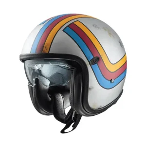 Kask otwarty Premier Vintage Platinum Edition EX77BM srebrno-czerwono-niebieski Wyprzedaż