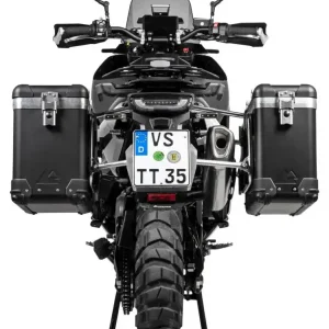 Tani Zestaw: kufry boczne czarne "And-Black" Zega Pro + stelaże srebrne Touratech Husqvarna Norden 901/ Expedition, KTM Adventure 890/ R/ 790/ R (31+38L)