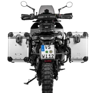 Rabat Zestaw: kufry boczne z anodowanego aluminium srebrne Zega Evo X + stelaże srebne Touratech Husqvarna Norden 901 (2 x 45L)