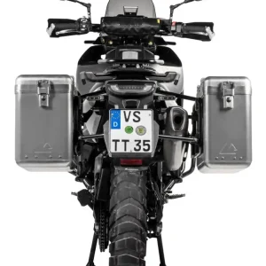 Sprawdź teraz Zestaw: kufry boczne srebrne Zega Mundo + stelaże czarne Touratech Husqvarna Norden 901/ Expedition, KTM Adventure 890/ R/ 790/ R (31+38L)