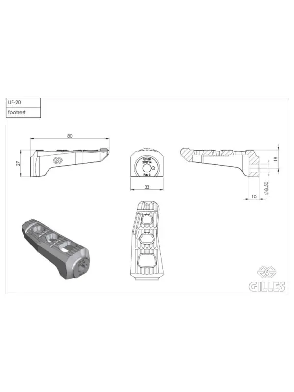 Bezpieczna płatność Podnóżki GILLES UF-20 Honda (wybrane modele) aluminiowe srebrne
