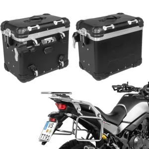 Bestseller Zestaw: kufry boczne aluminiowe czarne "And-Black" Zega Evo + stelaże srebrne Touratech Honda XL 750 Transalp (23-) [poj.: 45+45l]