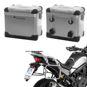 Darmowy zwrot Zestaw: kufry boczne aluminiowe srebrne Zega Pro + stelaże Touratech Honda XL 750 Transalp (23-) [poj.: 45+45l]