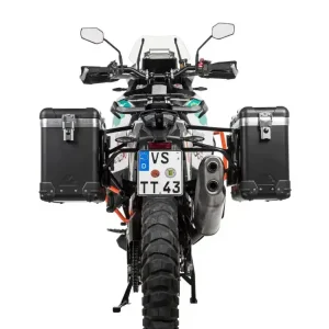 Kup online Zestaw: kufry boczne srebrne "And-Black" Zega Pro + stelaże czarne Touratech KTM Super Adventure 1290 S/R (21-24) [poj.: 31+38l]