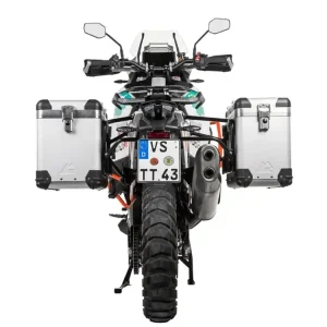 Zestaw: kufry boczne srebrne "And-S" Zega Pro + stelaże czarne Touratech KTM Super Adventure 1290 S/R (21-24) [poj.: 38+45l] Nowy
