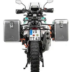 Zestaw: kufry boczne srebrne Zega Mundo + stelaże czarne Touratech KTM Super Adventure 1290 S/R (21-24) [poj.: 38+45l] Oferta limitowana