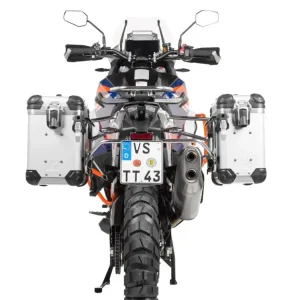 Zestaw: kufry boczne srebrne "And-S" Zega Evo + stelaże srebrne Touratech KTM Super Adventure 1290 S/R (21-24) [poj.: 31+38l] Ostatnia szansa