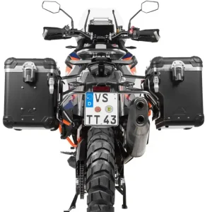 Oferta limitowana Zestaw: kufry boczne czarne "And-Black" Zega Evo + stelaże srebrne Touratech KTM Super Adventure 1290 S/R (21-24) [poj.: 38+45l]