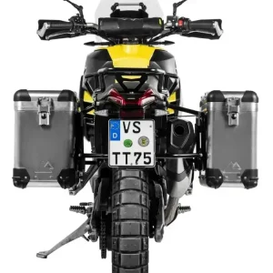 Zestaw: kufry boczne aluminiowe srebrne Zega Pro + stelaże czarne Touratech Aprilia Tuareg 660 (21-) [poj.: 31+38l] Super okazja