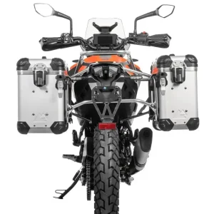 Okazja Zestaw: kufry boczne srebrne "And-S" Zega Evo + stelaże Touratech KTM 390 Adventure [poj.: 31+38l]