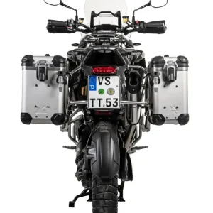 Nowy Zestaw: kufry boczne srebrne "And-S" Zega Evo + stelaże Touratech Triumph Tiger 1200 (22-) [poj.: 31+38l]