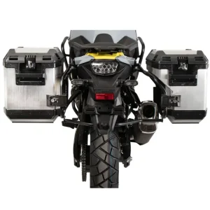 Szybka wysyłka Zestaw: kufry boczne + stelaże Hepco&Becker Xplorer Cutout Suzuki V-Strom 800 (24-) srebrne