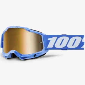 Premium Gogle motocyklowe 100% Accuri 2 Sursi z szybką lustrzaną niebiesko-białe